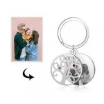 CAS102659 - Personalized Photo & Birthstone Keyring Stainless Steel