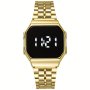 Fashionable LED Digital Square Watch With Metal Steel Band - Water Resistant Date Display And Glowing Hands