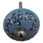 Geometric Round Ceramic Knob Black And Blue 6CM