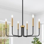 Black And Gold Chandelier 6-LIGHT Farmhouse Chandelier For Dining Room Lighting Fixtures Hanging Dining Light Fixtures Industria