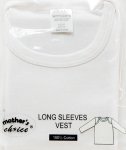 Mother's Choice Vest L/S Wht 12-18M