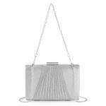 Silver Vertical Pleated Clutch Bag