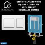 Geberit ALPHA25 White Square Flush Plate With Geberit Concealed Cistern