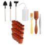 Garden Succulent Tool Set MINI 7 Set & 20 Pots 5CM Brown