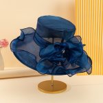 Elegant Wide Brim Summer Sun Hat For Women Large Head Circumference Foldable Beach Vacation Travel Derby Hat Versatile Cool Shad
