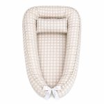A Beige Checkered Baby Nest Pod Newborn Lounger
