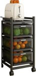 Storage Draw Cart Black 3 Tier -45 30 78 Carbon Steel Kitchen Trolley