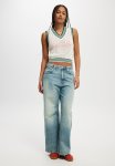 Cotton On Seaspray V-neck Vest - White Ivy Leaf Cool Navy