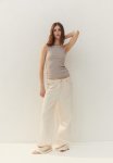 Ribbed Vest Top - Light Beige