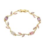 Crystal Flower Leaf Bracelet For Women