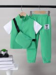 4PCS Boys Casual Versatile Short Sleeve T-Shirt & Sleeveless Vest & Cargo Pants & Crossbody Bag Set Cool Lightweight And Comfy S