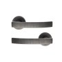 Door Handles On Round Rose Stipple Matt Grey Finish Louna