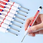 5PCS Multi-purpose Deep Hole Markers - Waterproof Long Tip Pens For Woodworking & Bathroom Decor Assorted Colors Red black blue