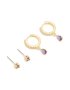 Goldair Gold Plated Brass Amethyst Cubic Zirconia February Birthstone Earrings 2 Pack