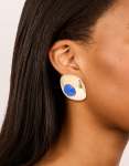 Goldair Gold Dark Blue Acrylic Medallion Stud Earrings