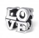 C48-C11188 925 Sterling Silver Love Word European Bead Charm