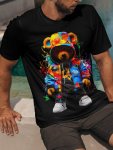 Men's Bear Graphic Print T-Shirt Short Sleeve Crew Neck Tee Men's Clothing For Summer Outdoor