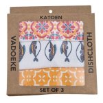 Cotton Kitchen Towels Red Fish 3 Piece