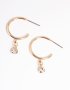 Goldair Gold Diamante Drop Hoop Earrings