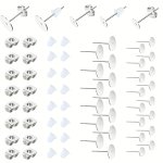 450PCS Earring Posts Stainless Steel Flat Earring Pad Hypoallergenic Stud Earrings With Butterfly And Rubber Bullet Earring Back