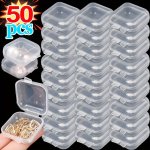 10PCS MINI Clear Jewelry Storage Box Portable Jewelry Box With Hinged Lid Small Plastic Jewelry Box Square Storage Box Aesthetic