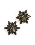 Goldair Gold Black Diamante Marquise Flower Stud Earrings