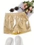 Casual Solid Elastic Waist Shorts For Girls Summer Outdoor Gift