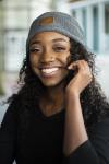 Horizontal Knit Slouchy Beanie - Charcoal Marled Yarn