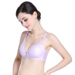 Breathable Lace Top & Middle Open Nursing Bra - Purple - B Cup