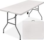 Kite 1.8M White Folding Camp Table Heavy-duty Portable Utility Table For Indoor & Outdoor Use Lightweight Plastic Trestle Table