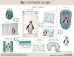 Cot Duvet Bedding Waddle On Penguin Sea Green Set