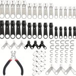 48 52 62 85 100PCS Zipper Repair Kit With Sliders And Stoppers For Metal Plastic And Nylon Zippers Diy Sewing Accessories
