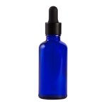 50ML Blue Glass Aromatherapy Bottle With Pipette - Matt Black 18 89