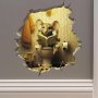 1PC 3D Mouse Hole Wall Sticker Mouse Sitting On The Toilet Reading Pattern Self-adhesive Wall Sticker