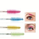 10PCS PACK Multicolor Eyelash Brush & Eyebrow Brush Set With Spoolies Spiral Brushes Crystal Handles For Eyelash Extension Makeu