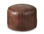 Four Corners Leather Pouffe Round P08