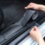 Matte Black 3D Carbon Fiber Car Door Sill Protector - Scratch & Waterproof Nano Film Anti-Step Threshold Guard For Interior Modification
