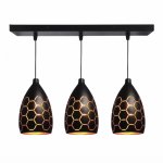Modern 3-LIGHT Industrial Pendant Ceiling Light Black Honeycomb Metal Hanging Chandelier For Dining Room Kitchen & Caf