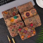 Bohemian Vintage MINI Wallet Floral Pattern Short Cork Coin Purse Ethnic Style Credit Card Holder