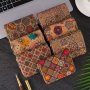Bohemian Vintage Mini Wallet Floral Pattern Short Cork Coin Purse Ethnic Style Credit Card Holder