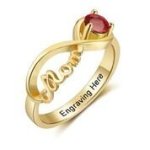 CRI103450 - Gold Plated 925 Sterling Silver Personalized Ring Names & Birthstones