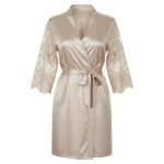 Satin Lace Sleeve Wrap Tie Nightgown