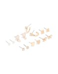 Goldair Gold Pearl & Heart Stud Earrings 7-PACK