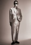 Slim Fit Linen Suit Trousers - Light Beige