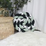 Cot Bumper 3 Strand Sage Green Black And Monochrome