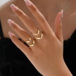 2PCS SET Golden Hollow Multilayer Ring Women's Casual Vacation Personality Jewelry Ring