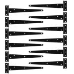 Maaigu 12 Pack 10 Inch T Strap Door Hinges Heavy Duty Barn Door Hinges Black T Strap Shed Hinges For Gate Fence