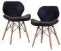 Butterfly Design Faux Leather Dining Chair Set Of 2 - Black