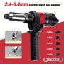 2.4/3.2/4.0/4.8/6.4MM New Professional Electric Rivet Nut Gun Adapter Multifunctional Automatic Riveting Nail Gun Cordless Rivet Tool Rivet Drill Attachment Rivet Gun Kit With Wrench