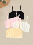 4PCS Girls' Developmental Breathable Camisole No Steel Ring Thin Breathable Sports Vest Girls' Underwear Bra
